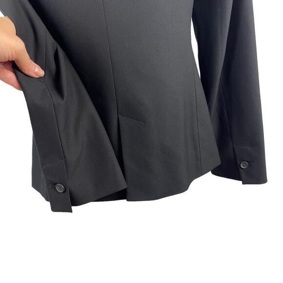 Zara Single Breasted Black Long Classic Fit Blazer Jacket Shoulder Pads Size 10 - Picture 9 of 14